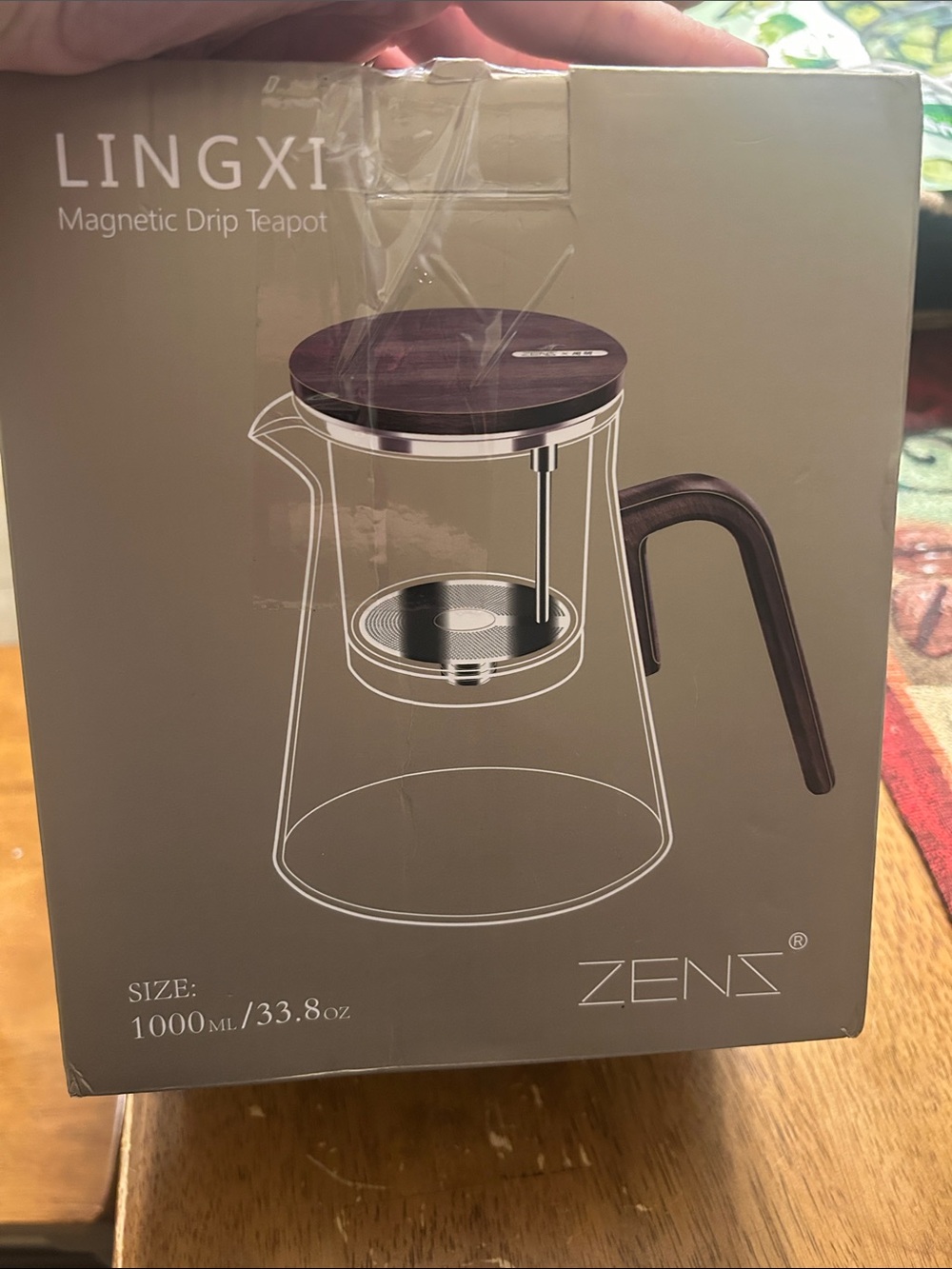 Magnetic Drip Teapot with Dark Brown Handle and Lid
